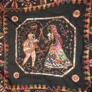 ๐ฅINDIA - Beaded Hand Sown Indian Wedding Wall Tapestry